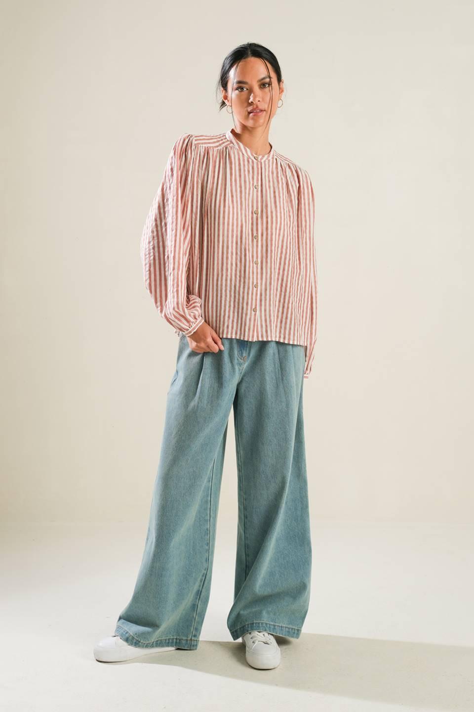 Made Me Realize Peasant Top in rust, view 5 — Soul Flow Apparel