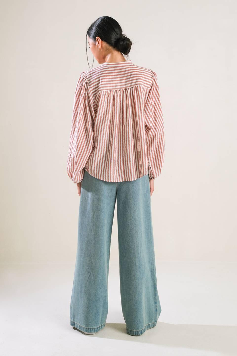 Made Me Realize Peasant Top in rust, view 6 — Soul Flow Apparel