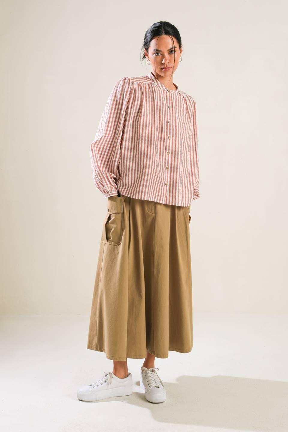 Made Me Realize Peasant Top in rust, view 7 — Soul Flow Apparel