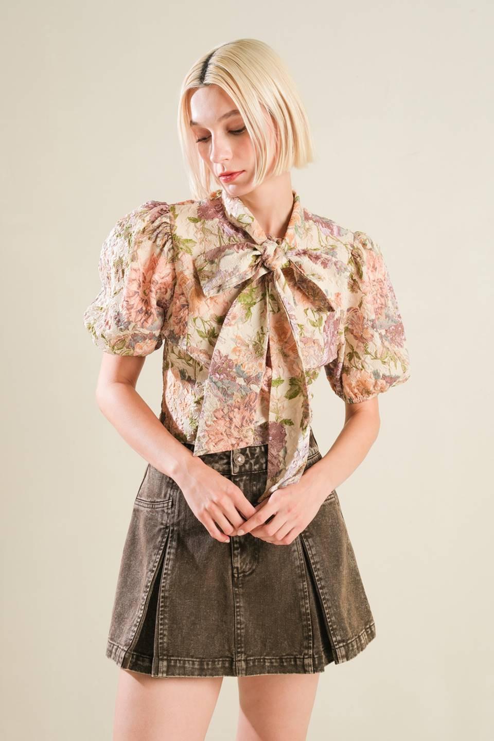 Sleek Simplicity Woven Top in cream, view 1 — Soul Flow Apparel