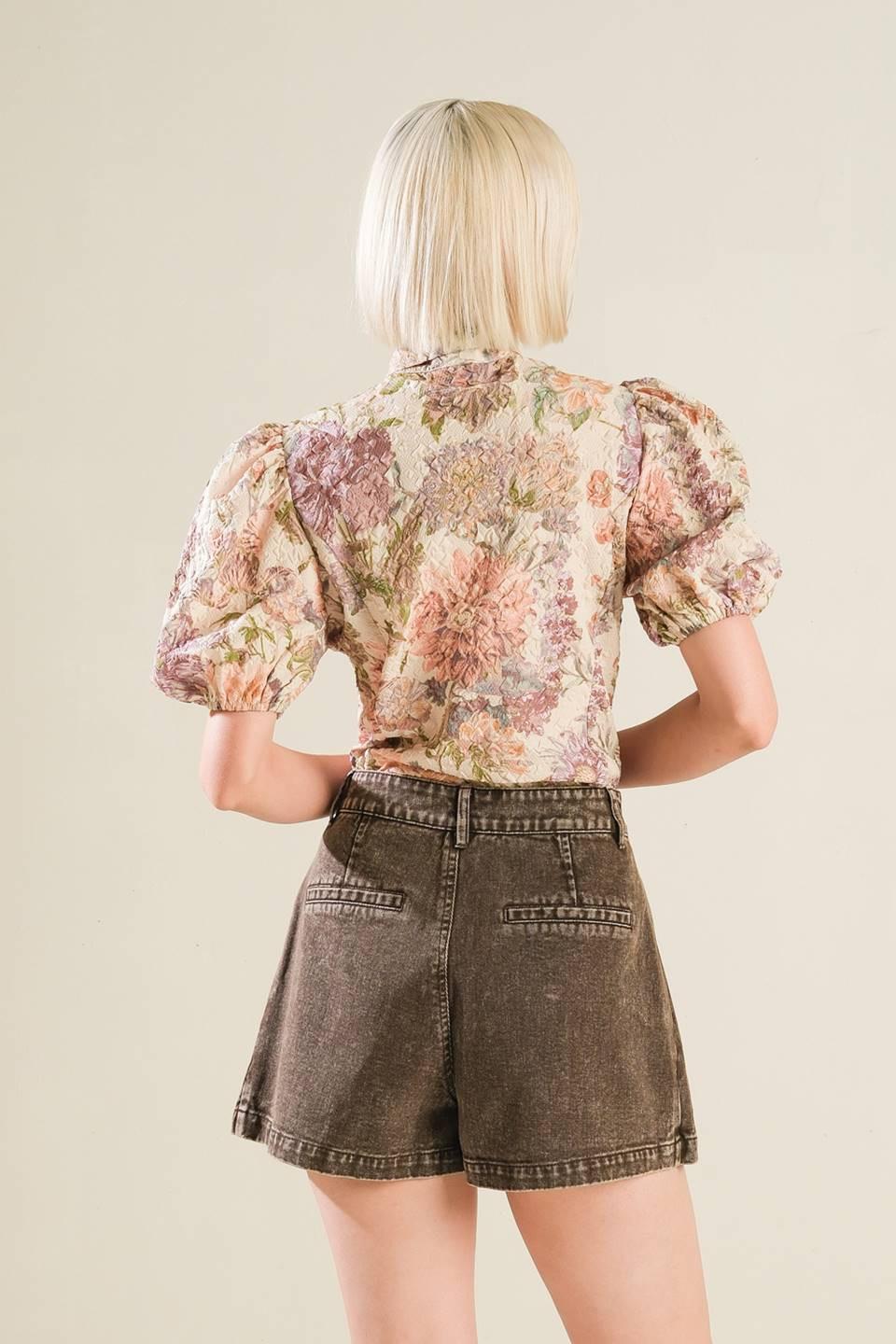 Sleek Simplicity Woven Top in cream, view 2 — Soul Flow Apparel