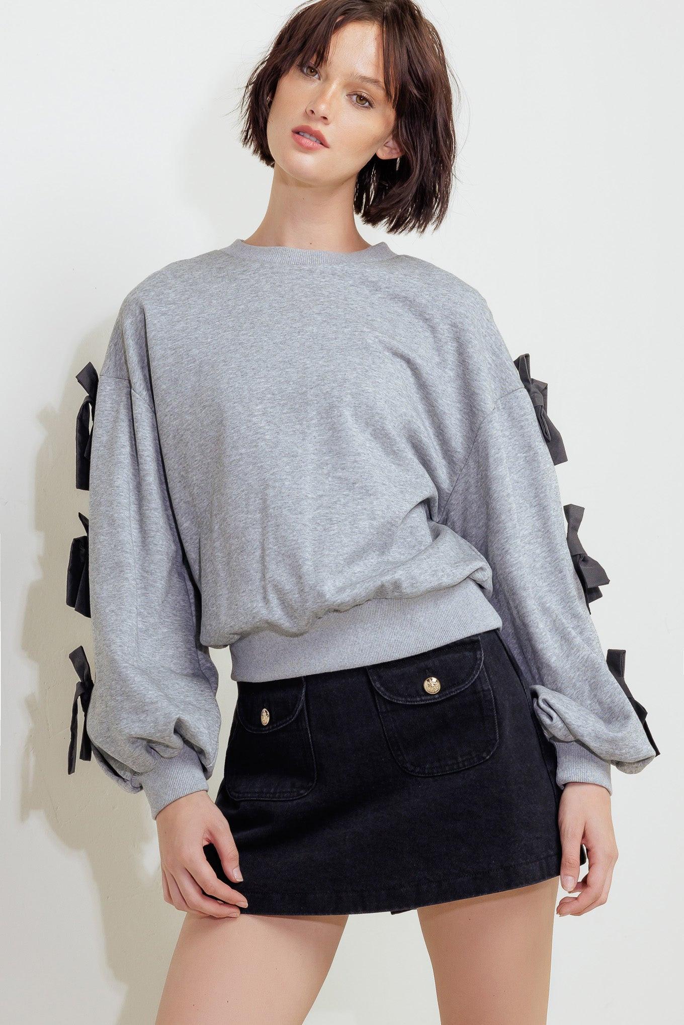Love So Amazing Sweater Top in hgreyblack, view 1 — Soul Flow Apparel