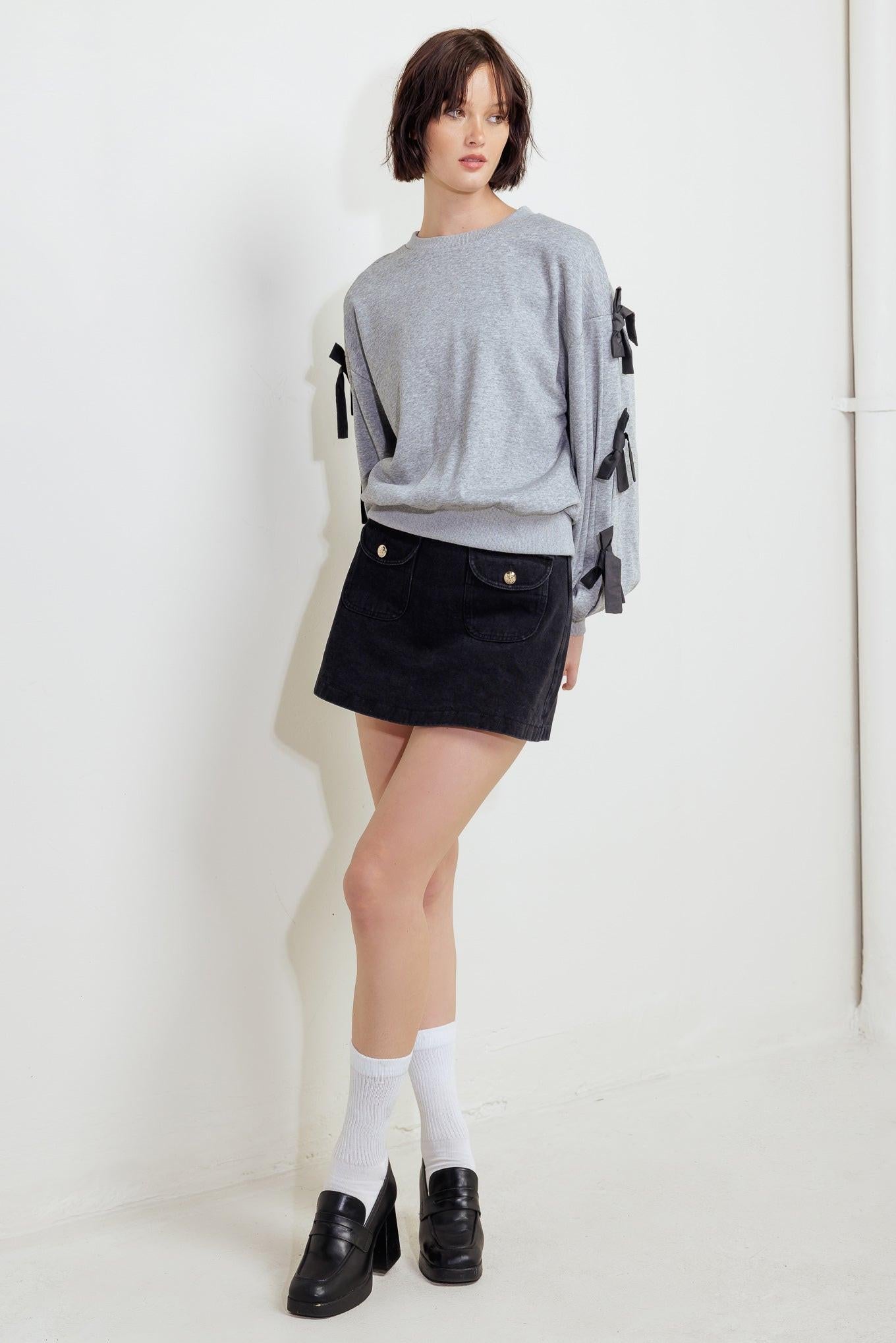 Love So Amazing Sweater Top in hgreyblack, view 2 — Soul Flow Apparel