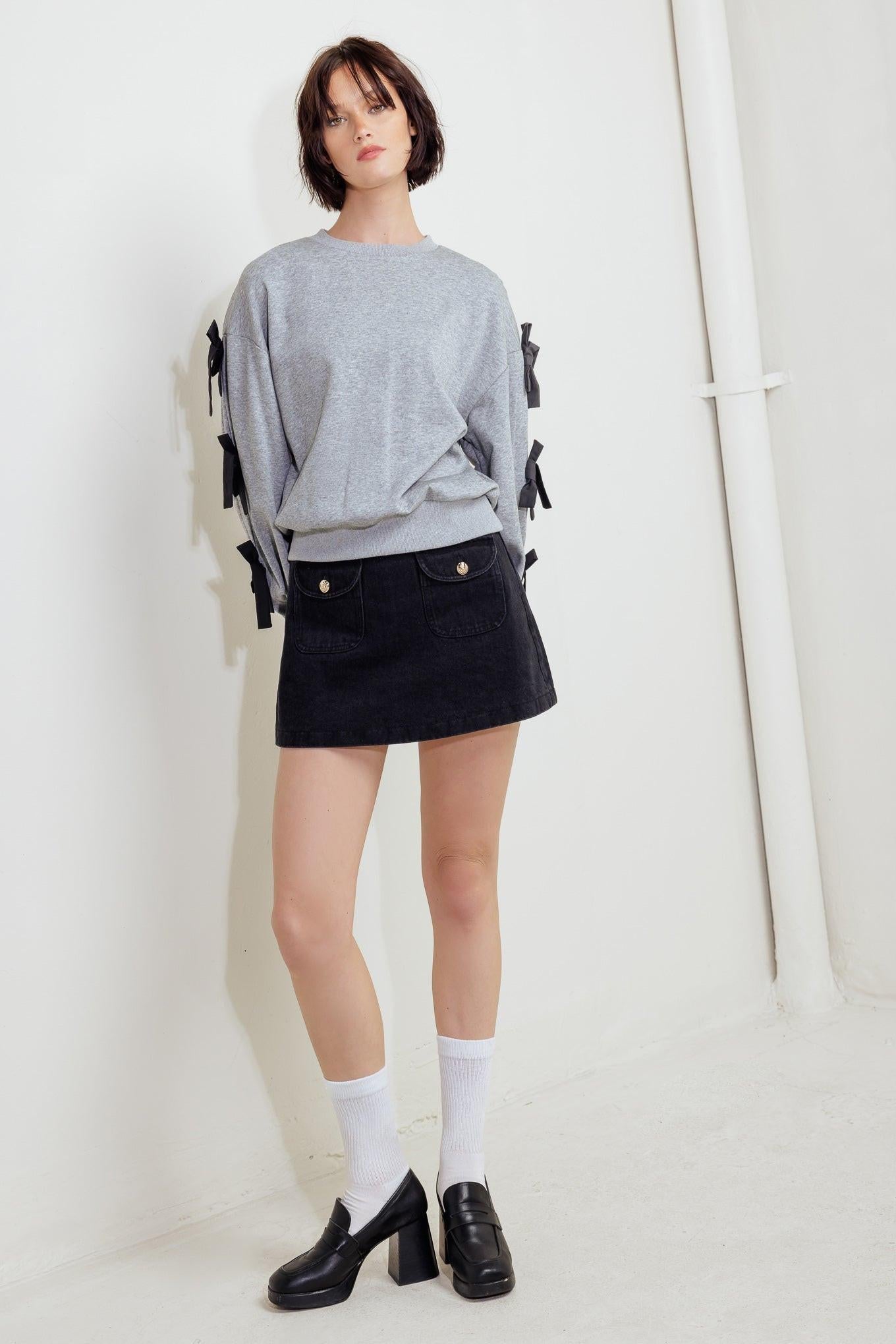 Love So Amazing Sweater Top in hgreyblack, view 6 — Soul Flow Apparel