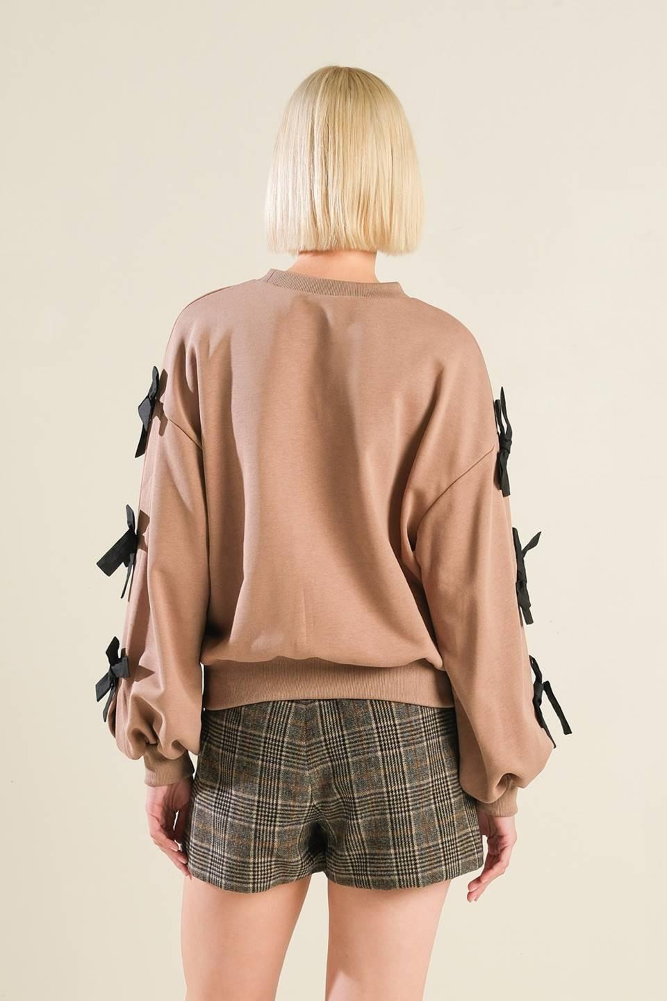 Love So Amazing Sweater Top in taupe black, view 2 — Soul Flow Apparel