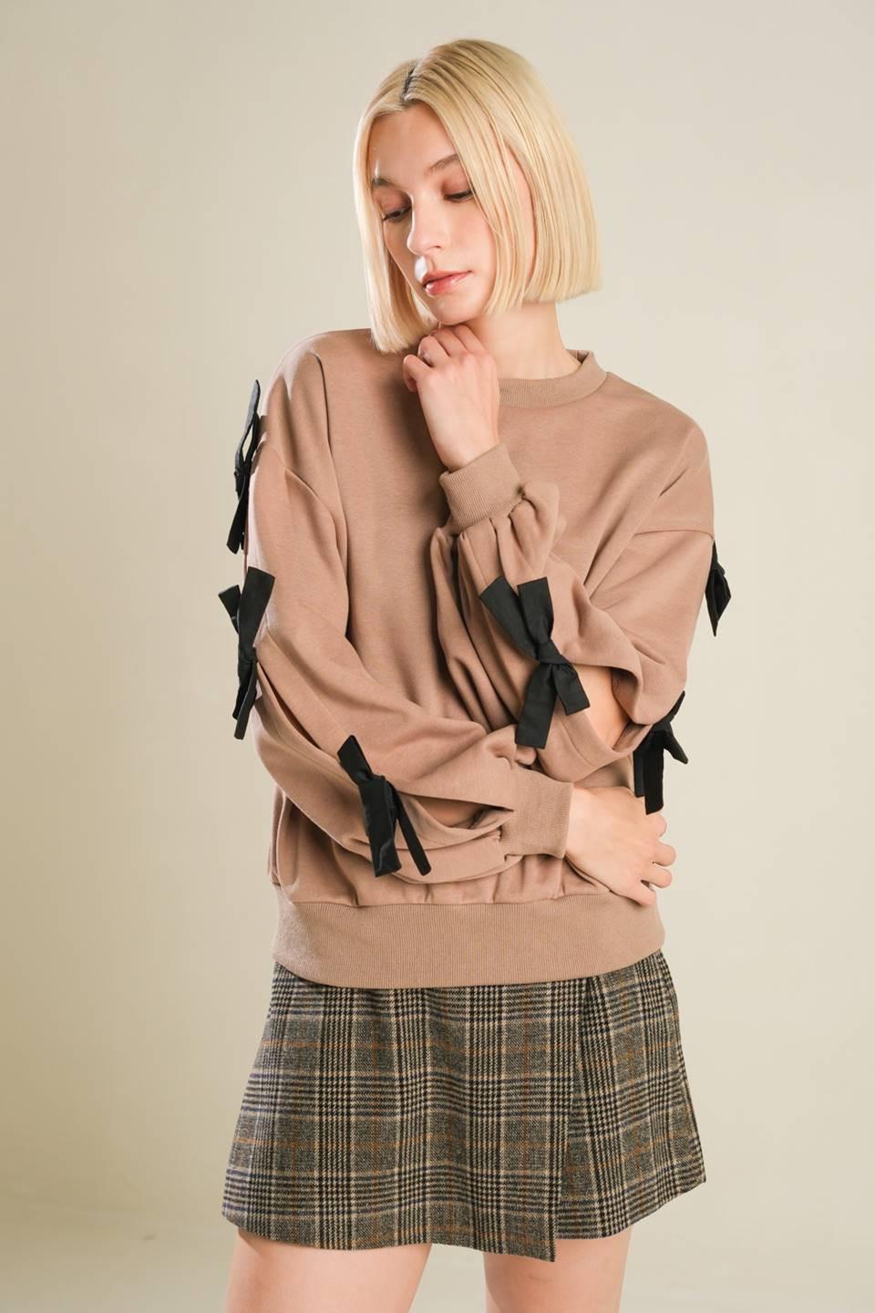 Love So Amazing Sweater Top in taupe black, view 4 — Soul Flow Apparel