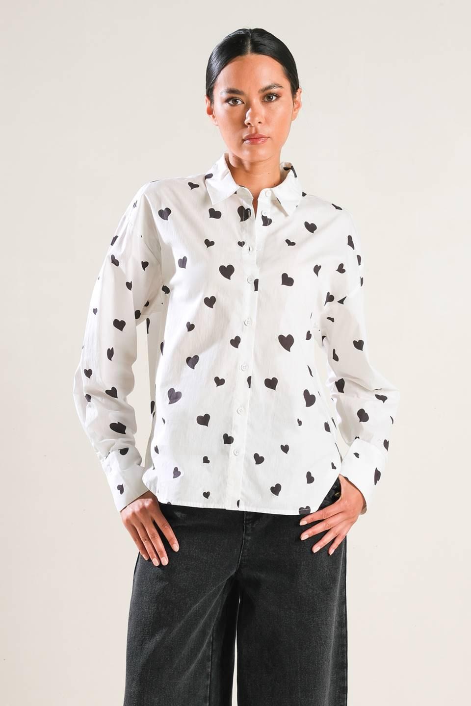 Buy Myself Woven Top in white black, view 1 — Soul Flow Apparel