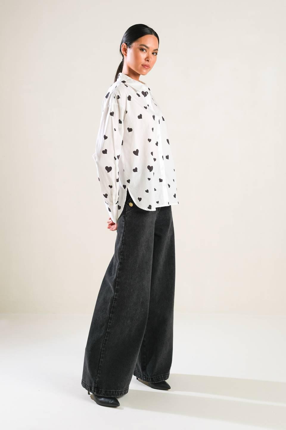 Buy Myself Woven Top in white black, view 3 — Soul Flow Apparel