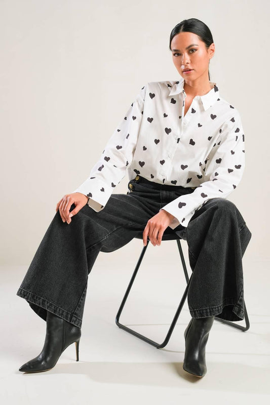 Buy Myself Woven Top in white black, view 4 — Soul Flow Apparel