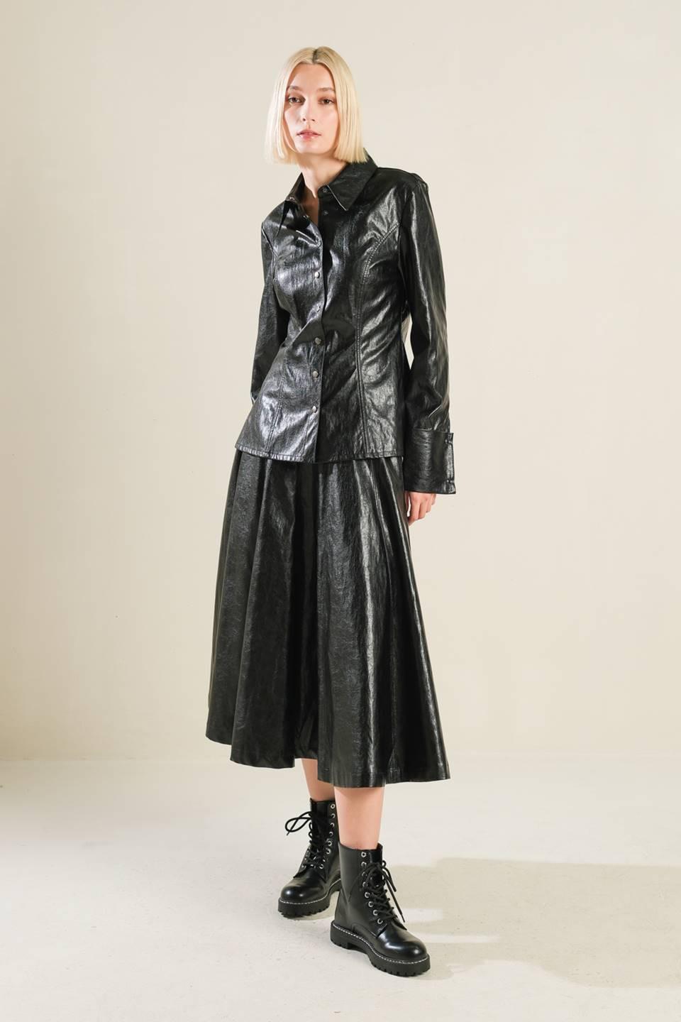 My Heart to You Faux Leather Top in black, view 3 — Soul Flow Apparel