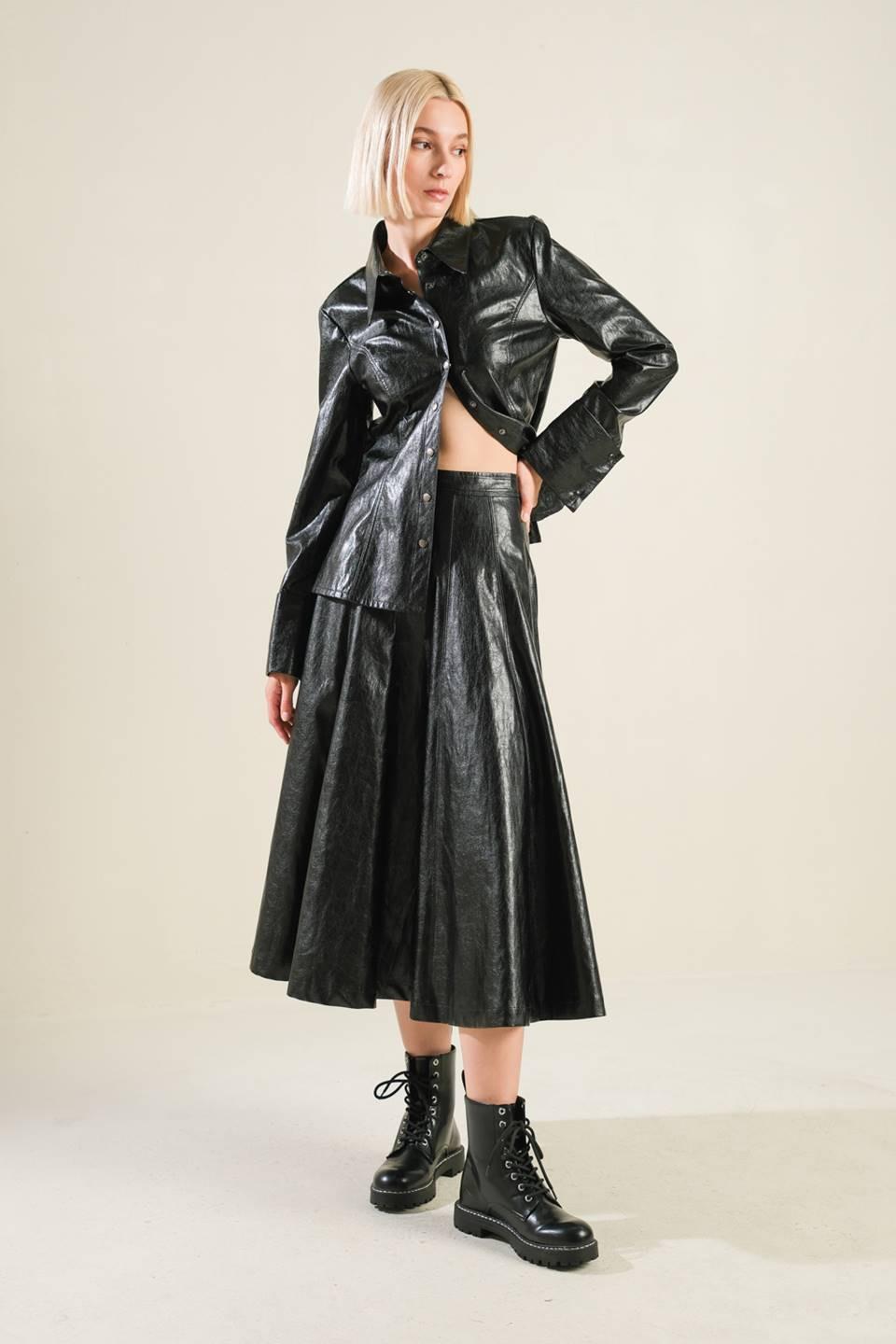 My Heart to You Faux Leather Top in black, view 5 — Soul Flow Apparel