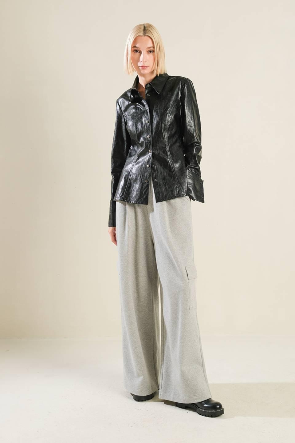 My Heart to You Faux Leather Top in black, view 8 — Soul Flow Apparel