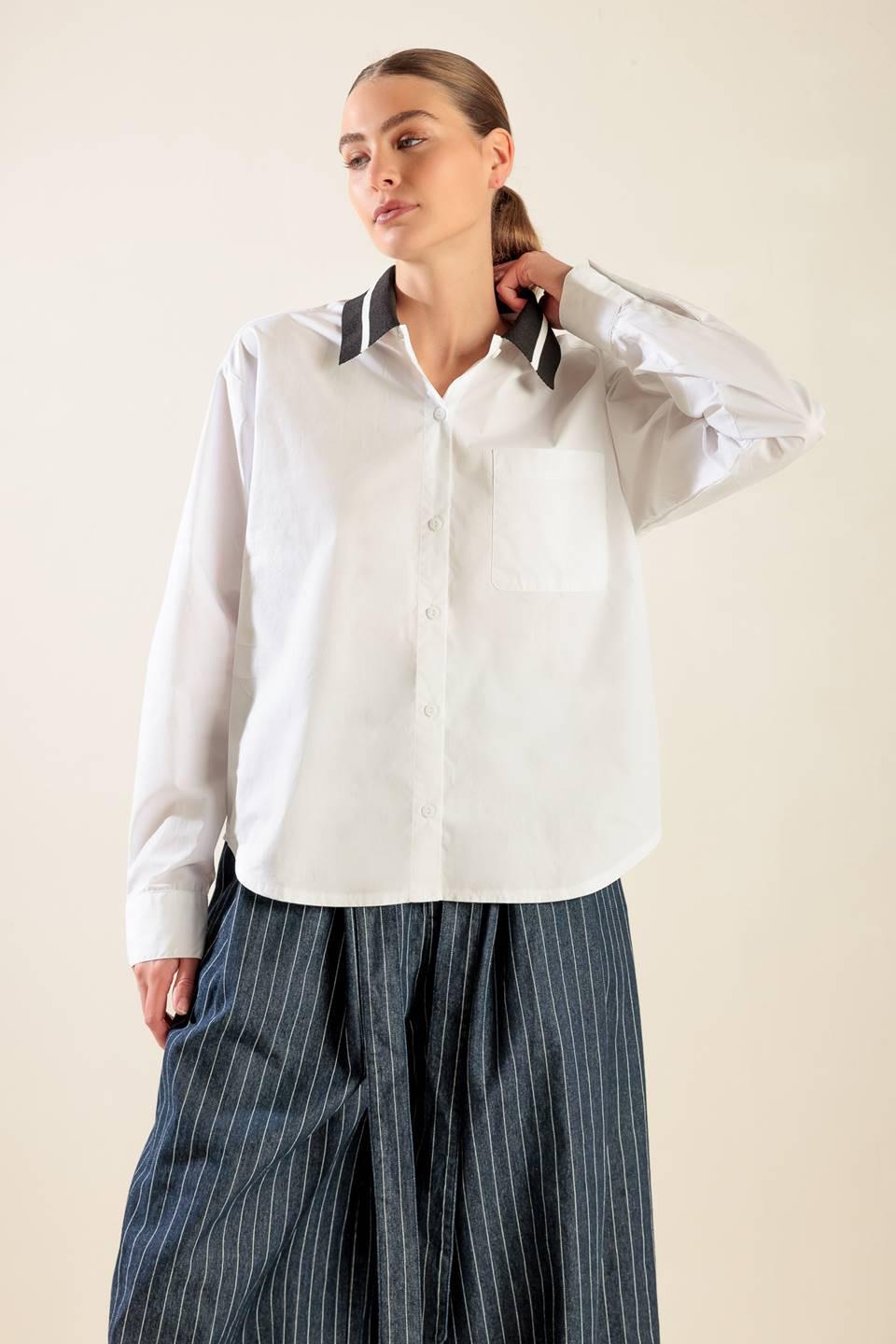 Cause a Commotion Woven Top in white, view 1 — Soul Flow Apparel
