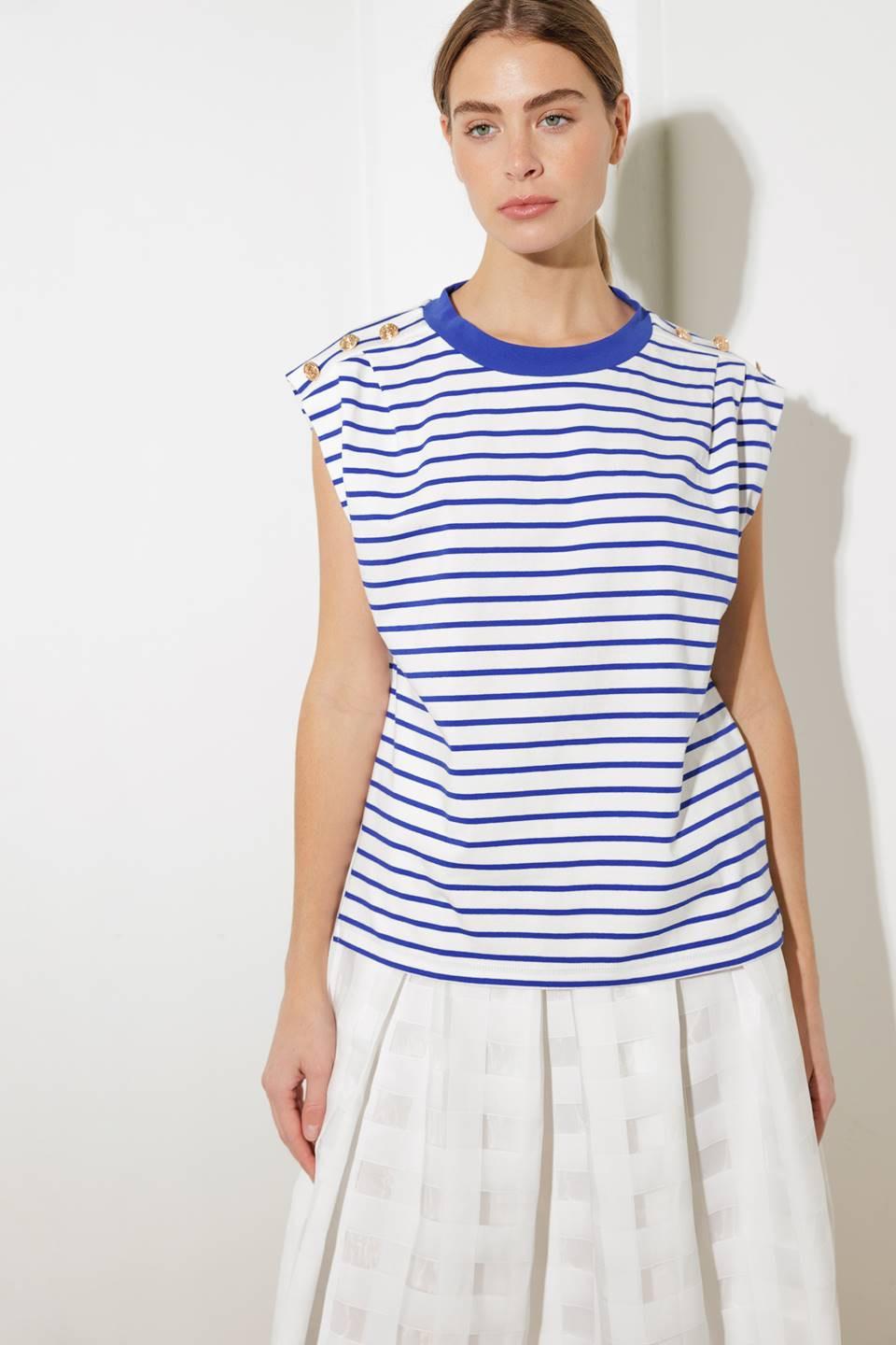 Feeling Special Pink Knit Top in white blue, view 1 — Soul Flow Apparel