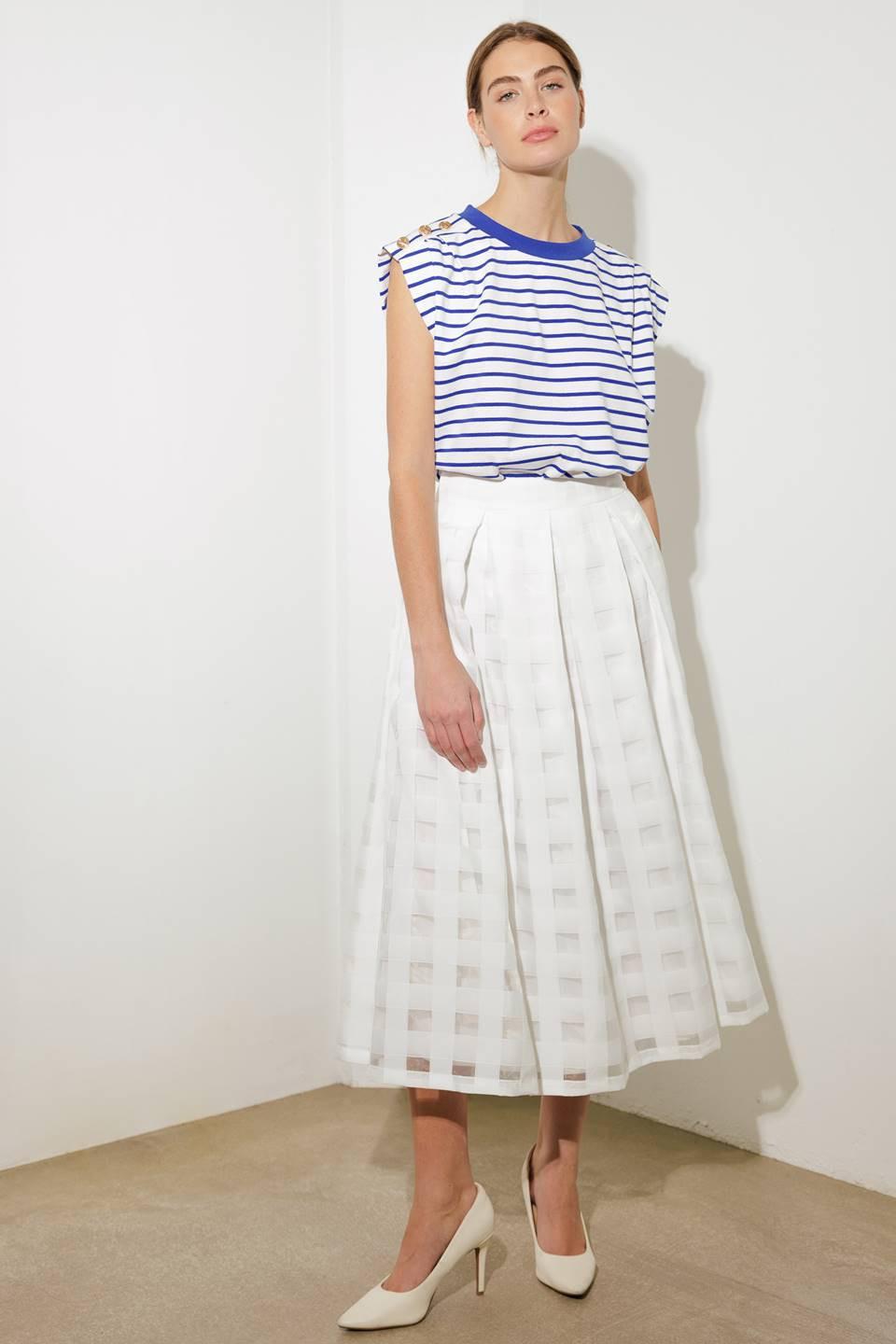 Feeling Special Pink Knit Top in white blue, view 4 — Soul Flow Apparel