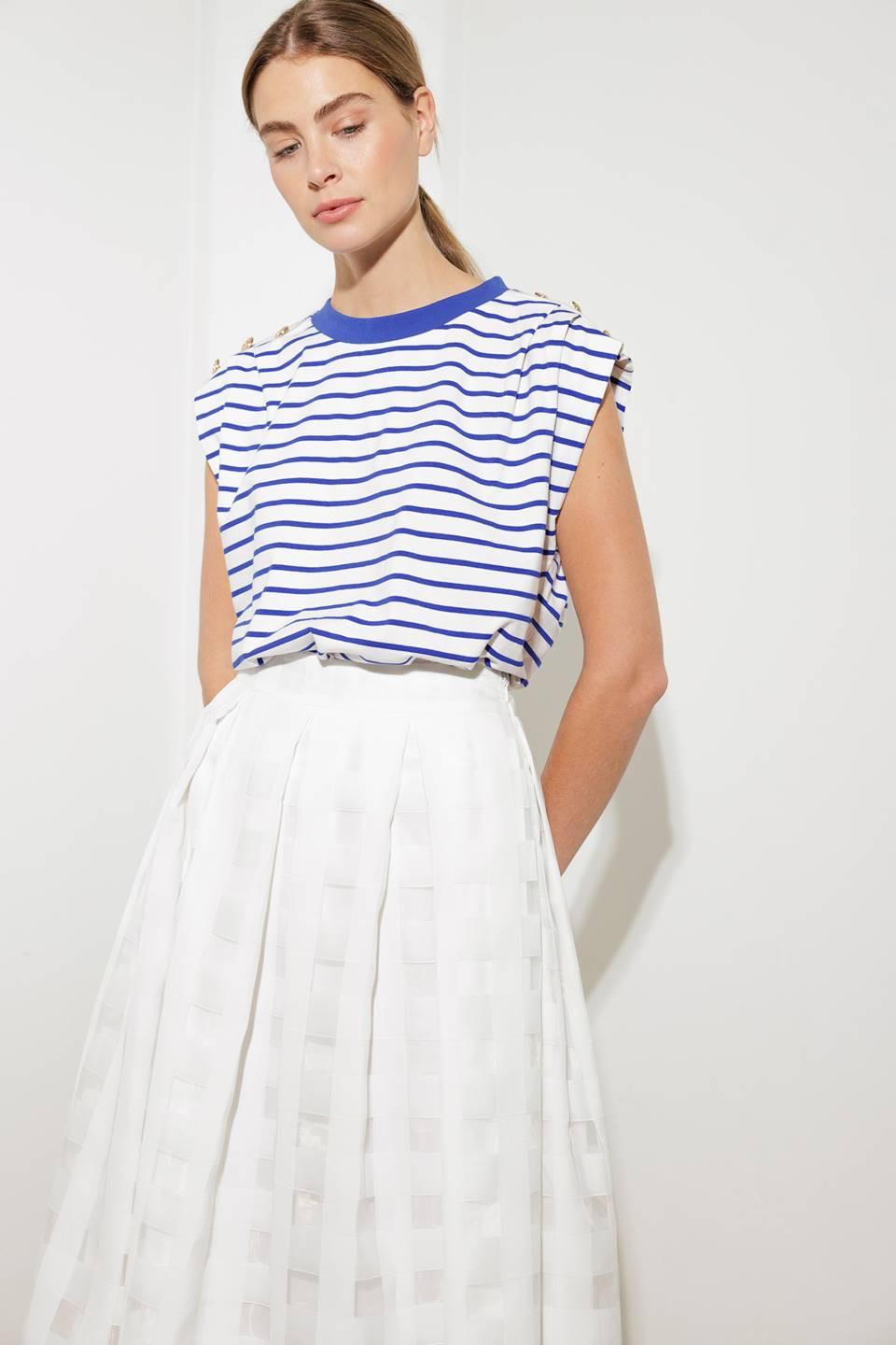 Feeling Special Pink Knit Top in white blue, view 5 — Soul Flow Apparel