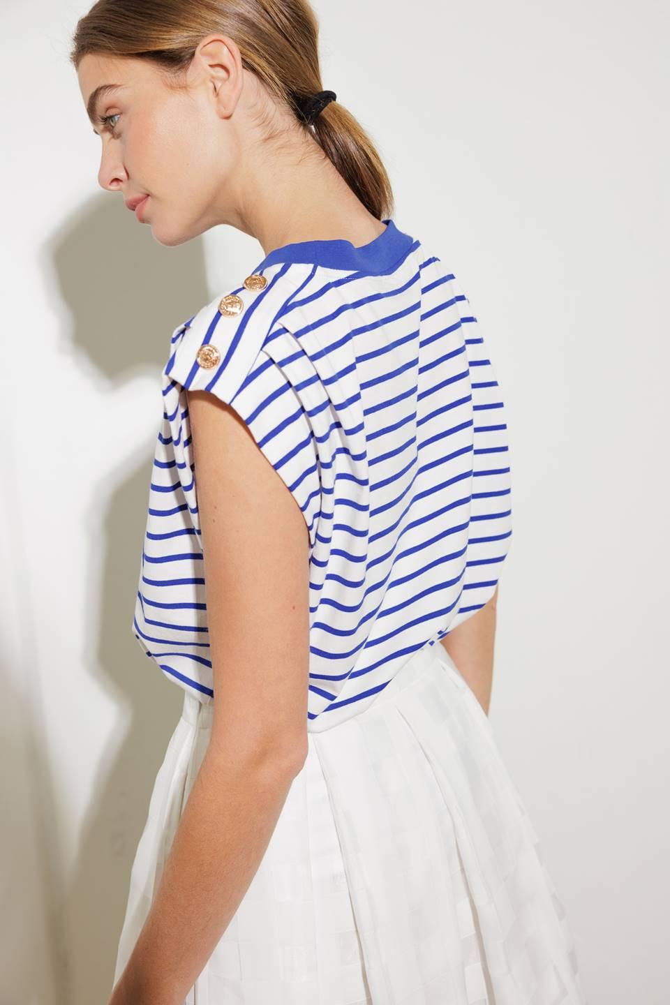 Feeling Special Pink Knit Top in white blue, view 6 — Soul Flow Apparel