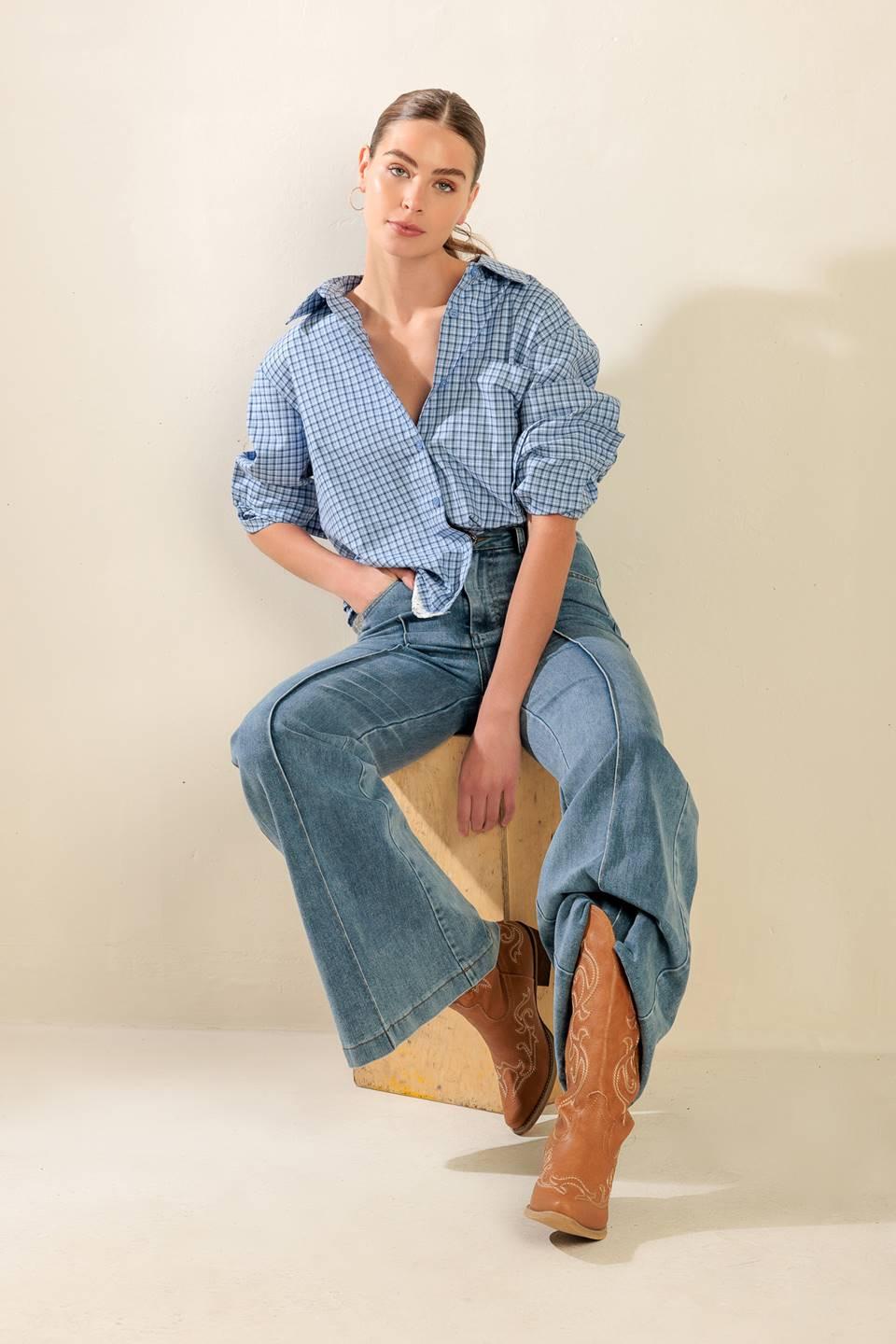 Awaiting Love Woven Top in blue, view 2 — Soul Flow Apparel