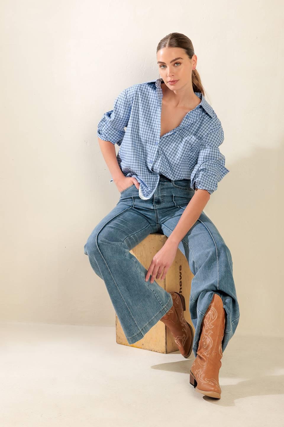 Awaiting Love Woven Top in blue, view 3 — Soul Flow Apparel