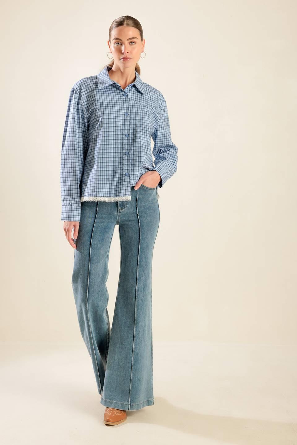 Awaiting Love Woven Top in blue, view 5 — Soul Flow Apparel