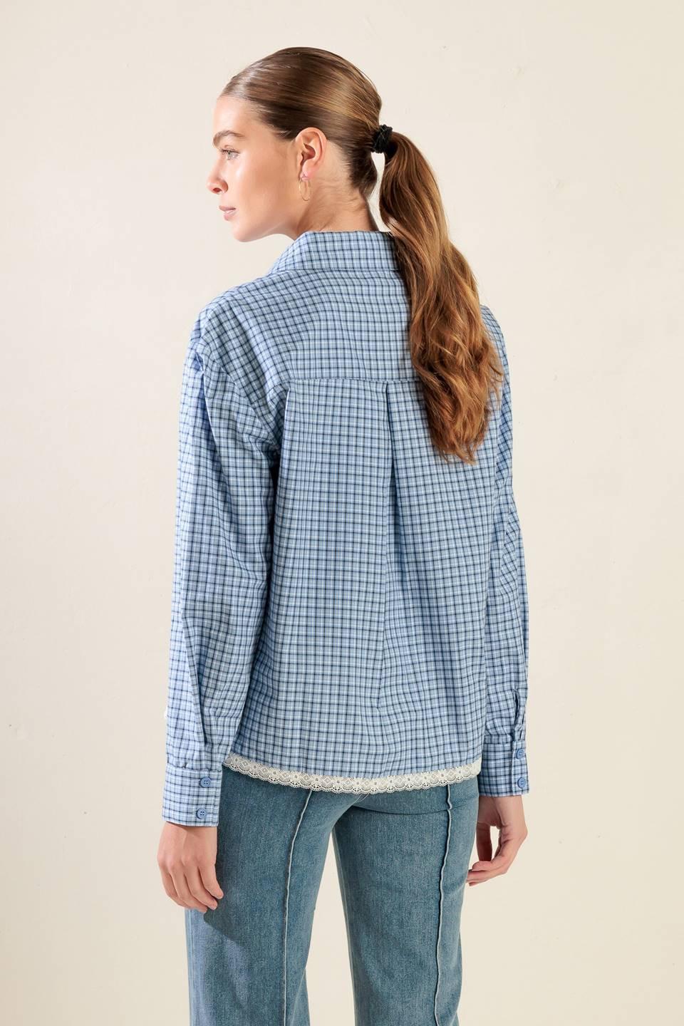 Awaiting Love Woven Top in blue, view 6 — Soul Flow Apparel