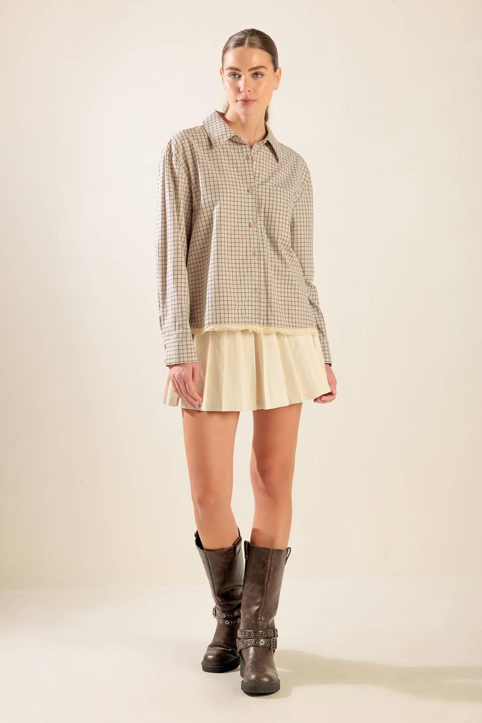 Awaiting Love Woven Top in taupe, view 1 — Soul Flow Apparel