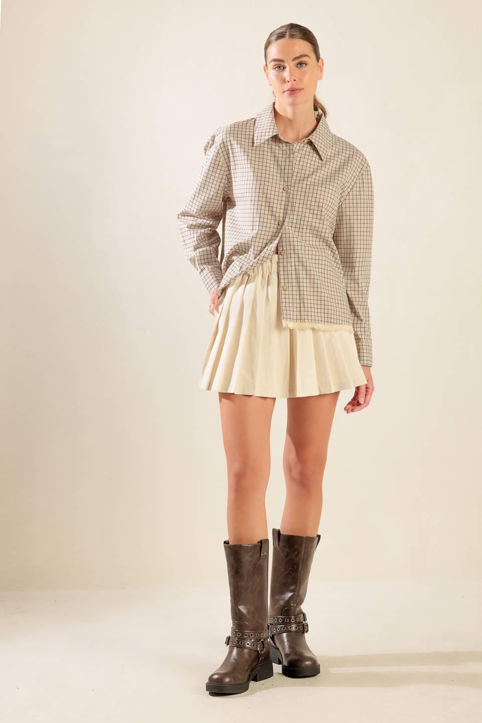 Awaiting Love Woven Top in taupe, view 2 — Soul Flow Apparel