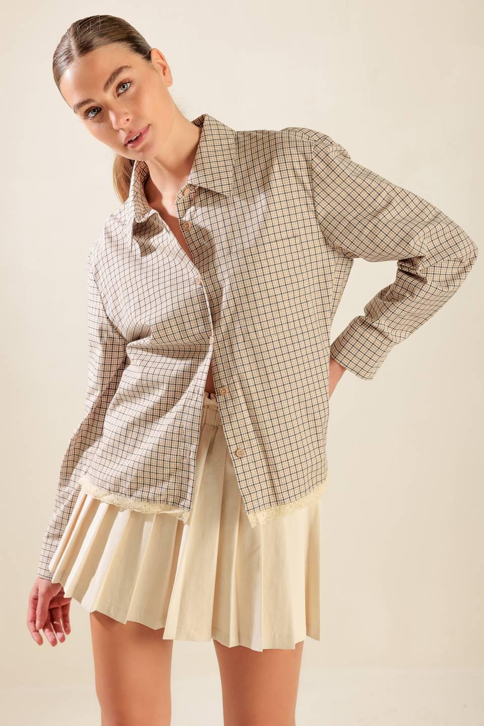 Awaiting Love Woven Top in taupe, view 3 — Soul Flow Apparel