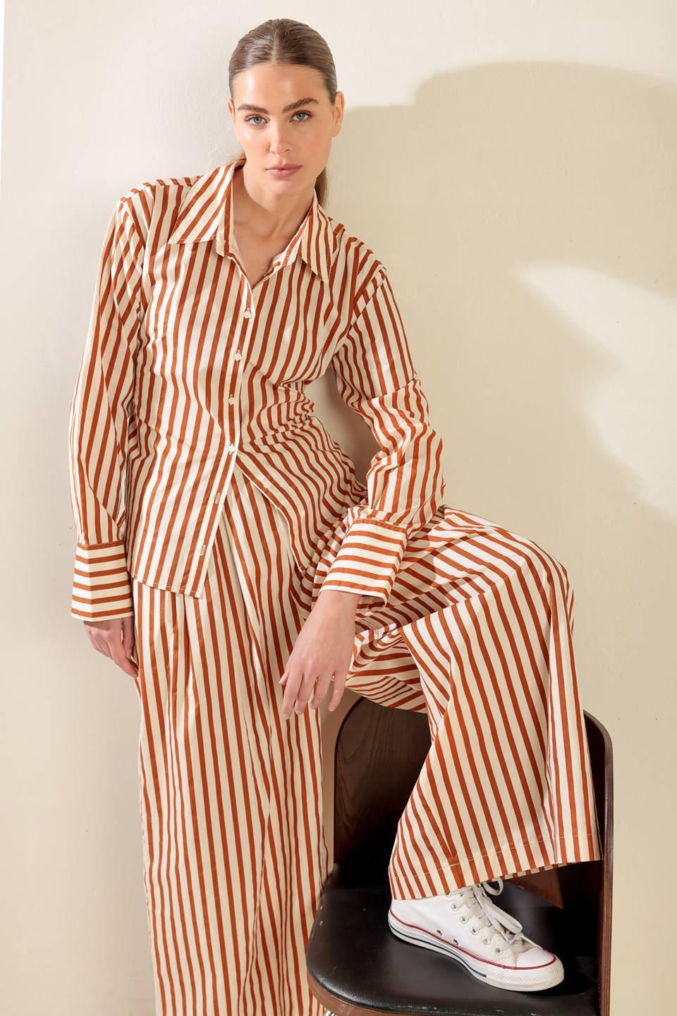 Pieces of My Heart Woven Top in taupe rust, view 1 — Soul Flow Apparel