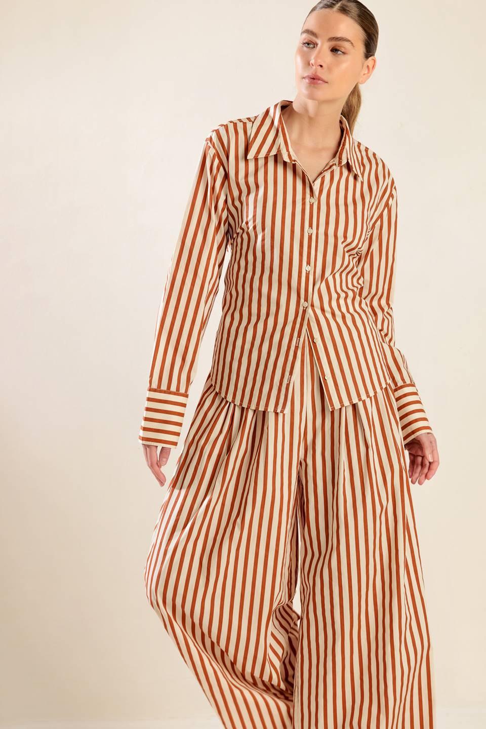 Pieces of My Heart Woven Top in taupe rust, view 6 — Soul Flow Apparel