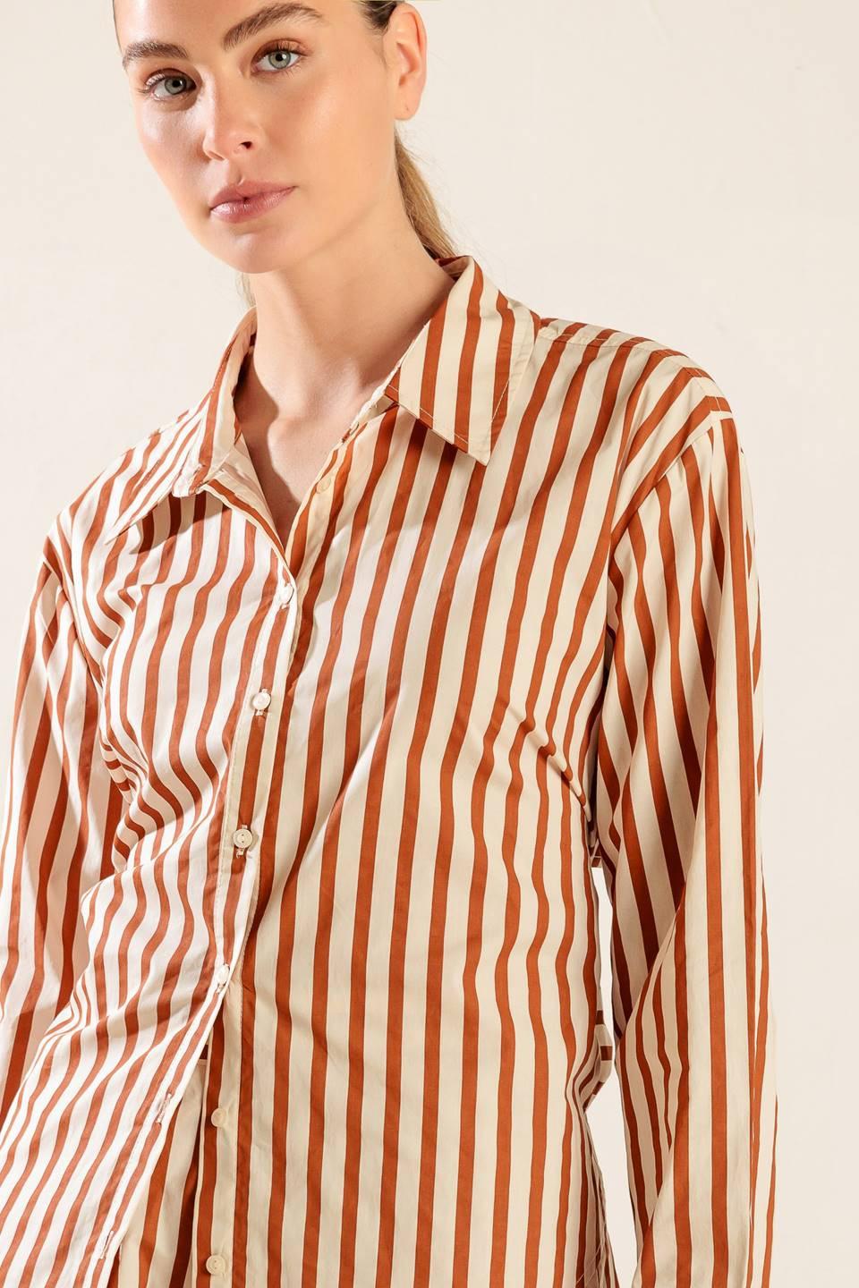 Pieces of My Heart Woven Top in taupe rust, view 8 — Soul Flow Apparel