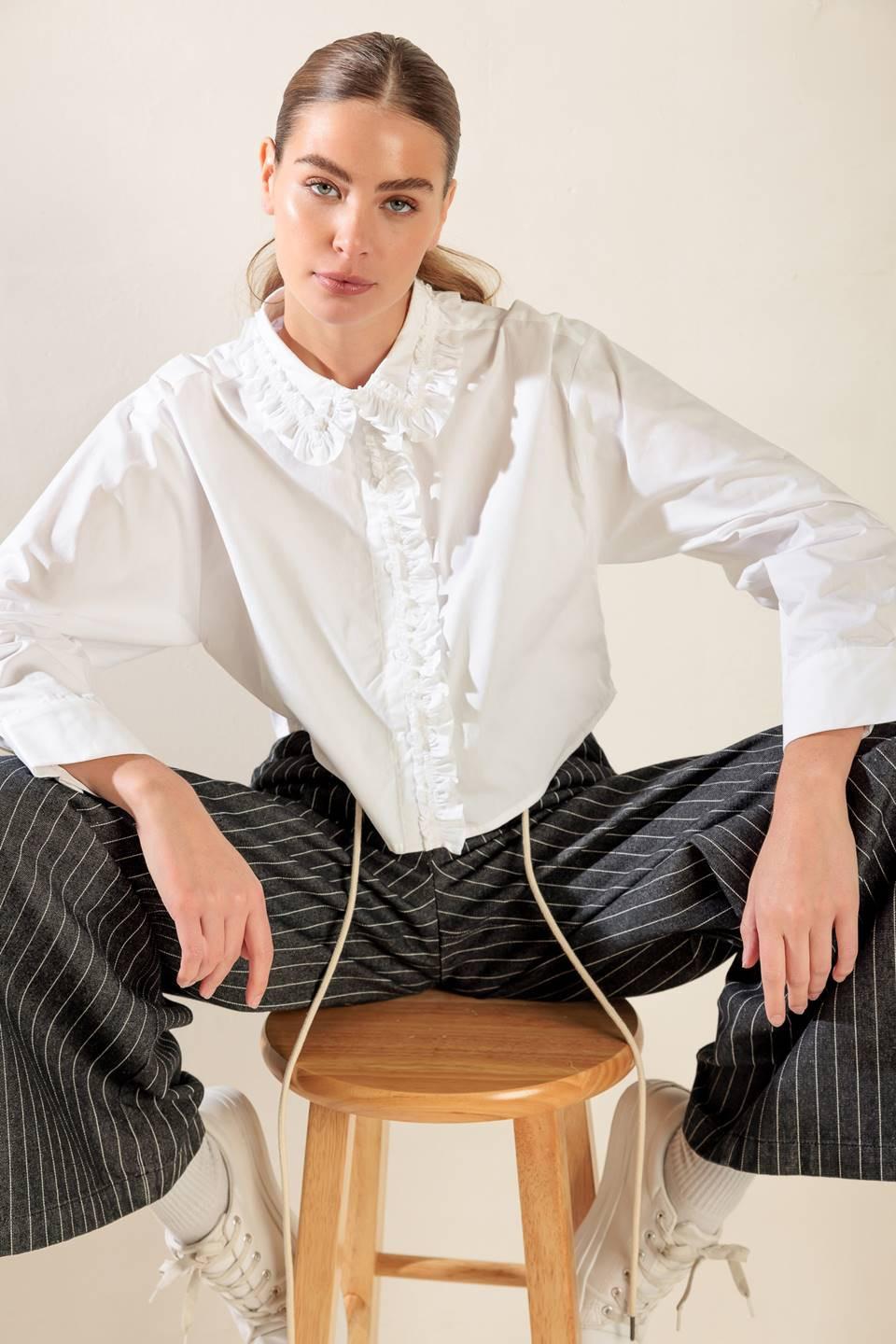 These Moments Woven Top in white, view 2 — Soul Flow Apparel