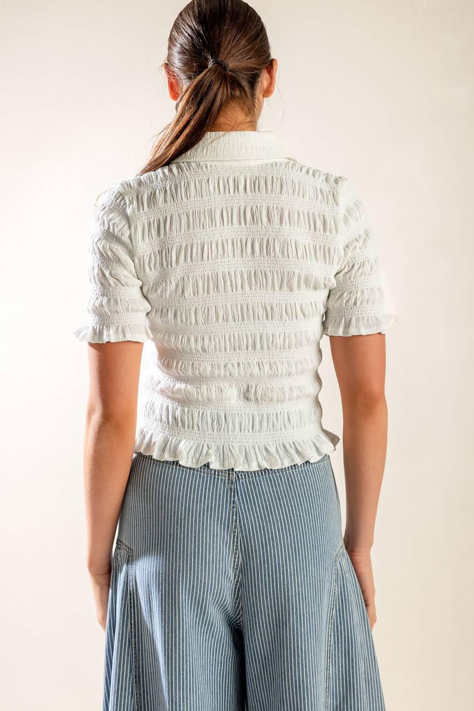 Picnic At Sunset Woven Top in off-white, view 6 — Soul Flow Apparel