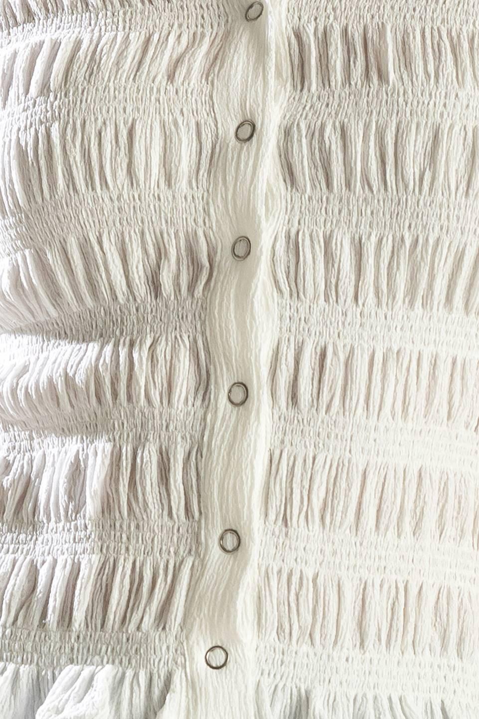 Picnic At Sunset Woven Top in off-white, fabric swatch — Soul Flow Apparel
