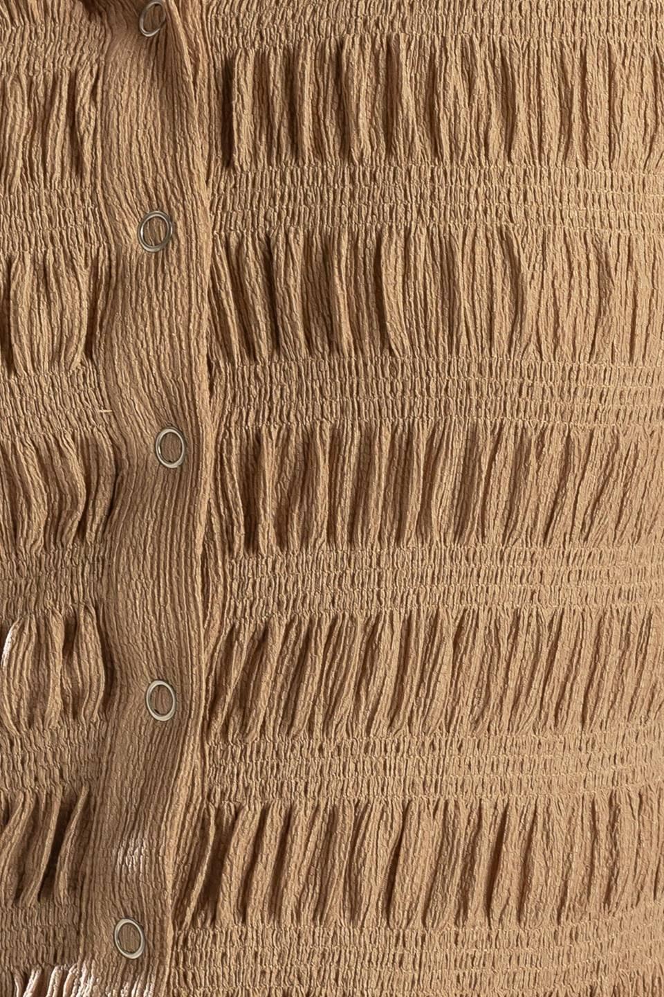Picnic At Sunset Woven Top in taupe, fabric swatch — Soul Flow Apparel