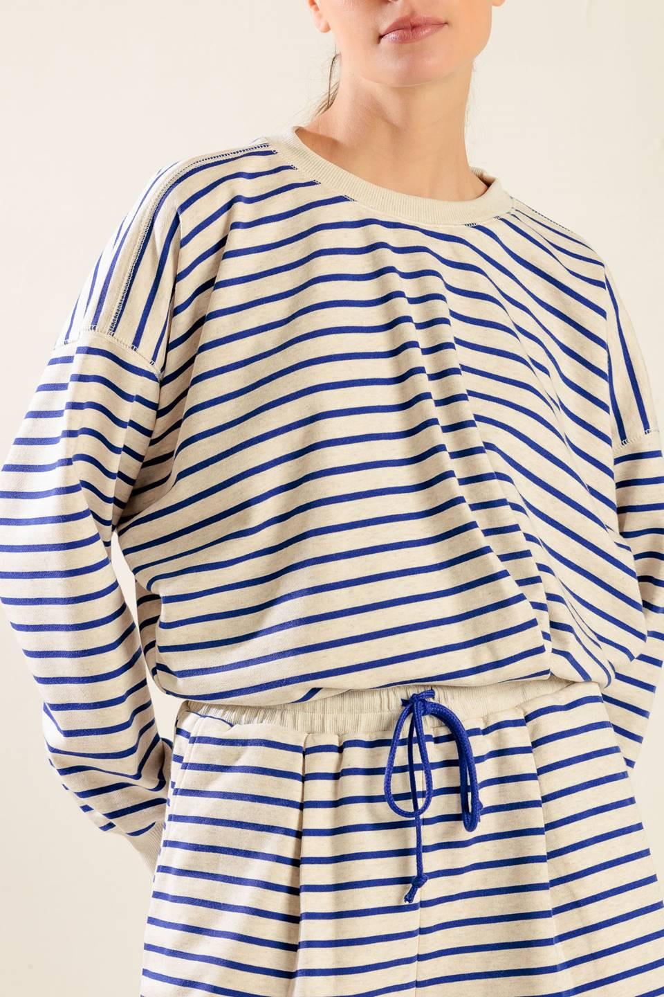 Lover Girl French Terry Top in oatmealblue, view 4 — Soul Flow Apparel
