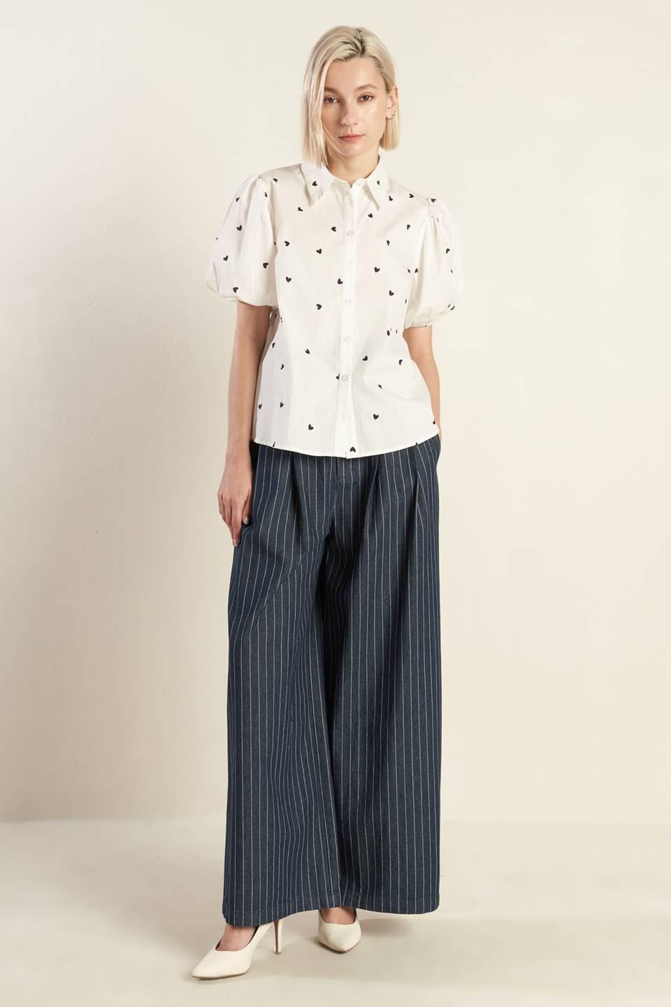 Forever Daydreaming Woven Top in white black, view 1 — Soul Flow Apparel