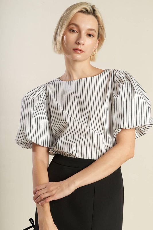 All the Feelings Woven Top in white black, view 3 — Soul Flow Apparel