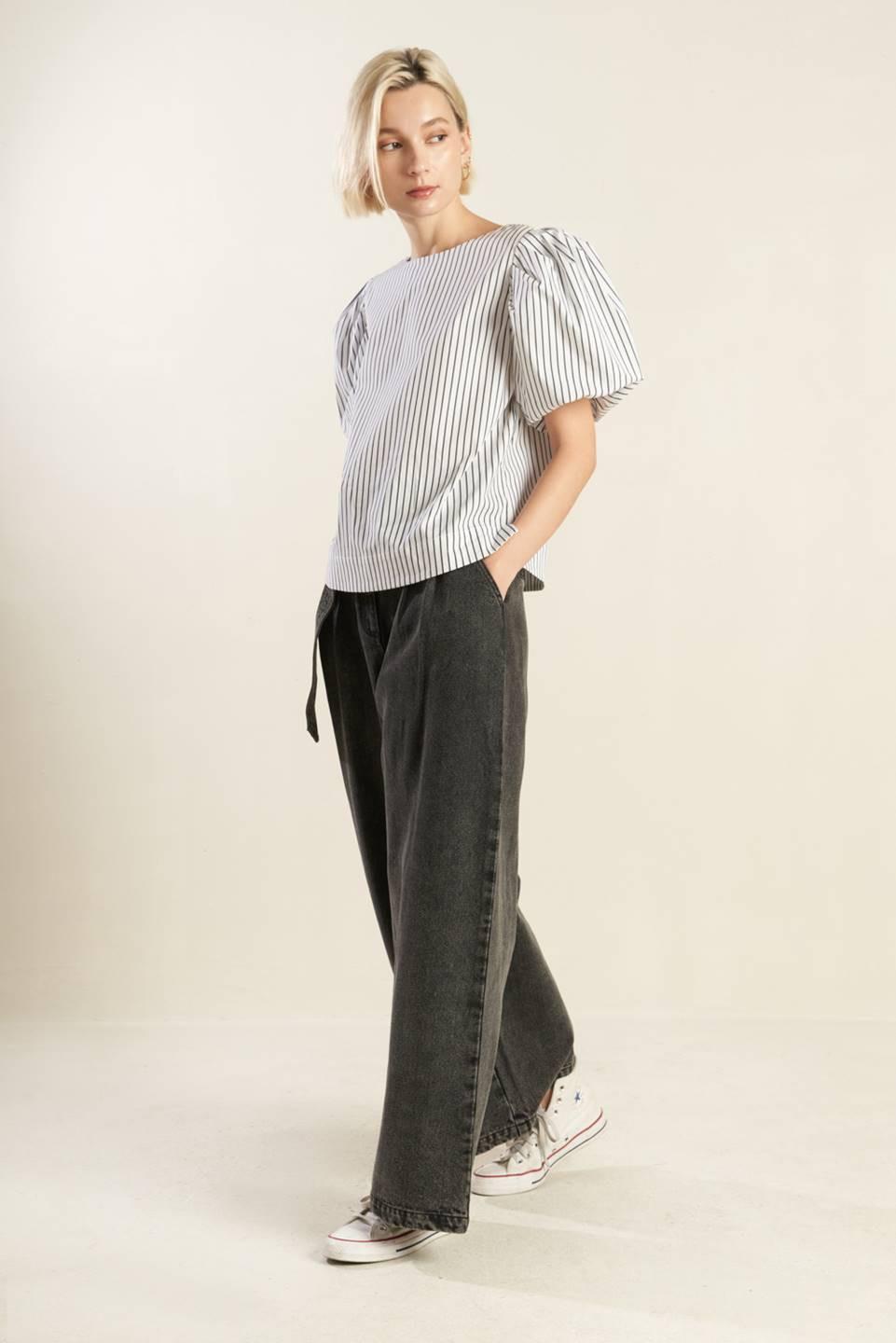 All the Feelings Woven Top in white black, view 6 — Soul Flow Apparel
