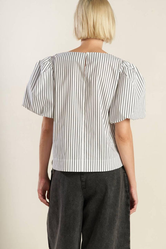 All the Feelings Woven Top in white black, view 7 — Soul Flow Apparel