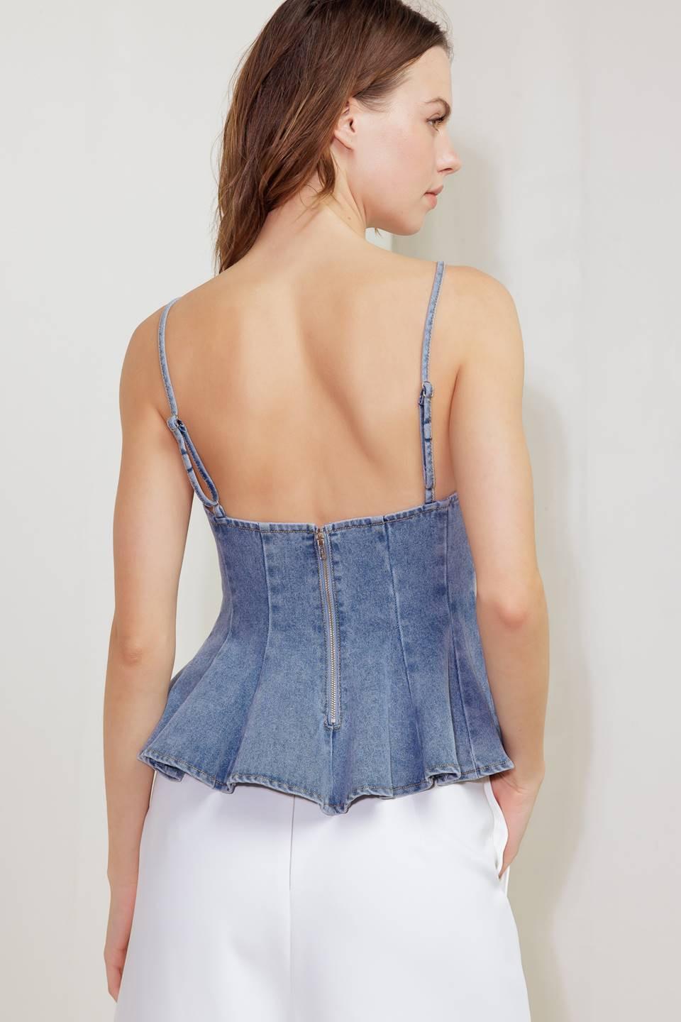 Sandy Waltz Light Denim Cami Top, view 6 — Soul Flow Apparel