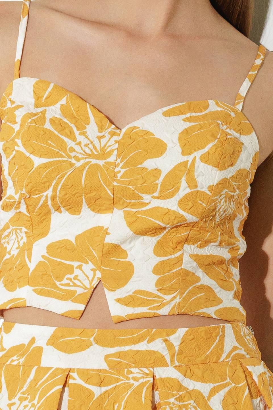 Plain Optimism Woven Crop Top in mustard, fabric swatch — Soul Flow Apparel