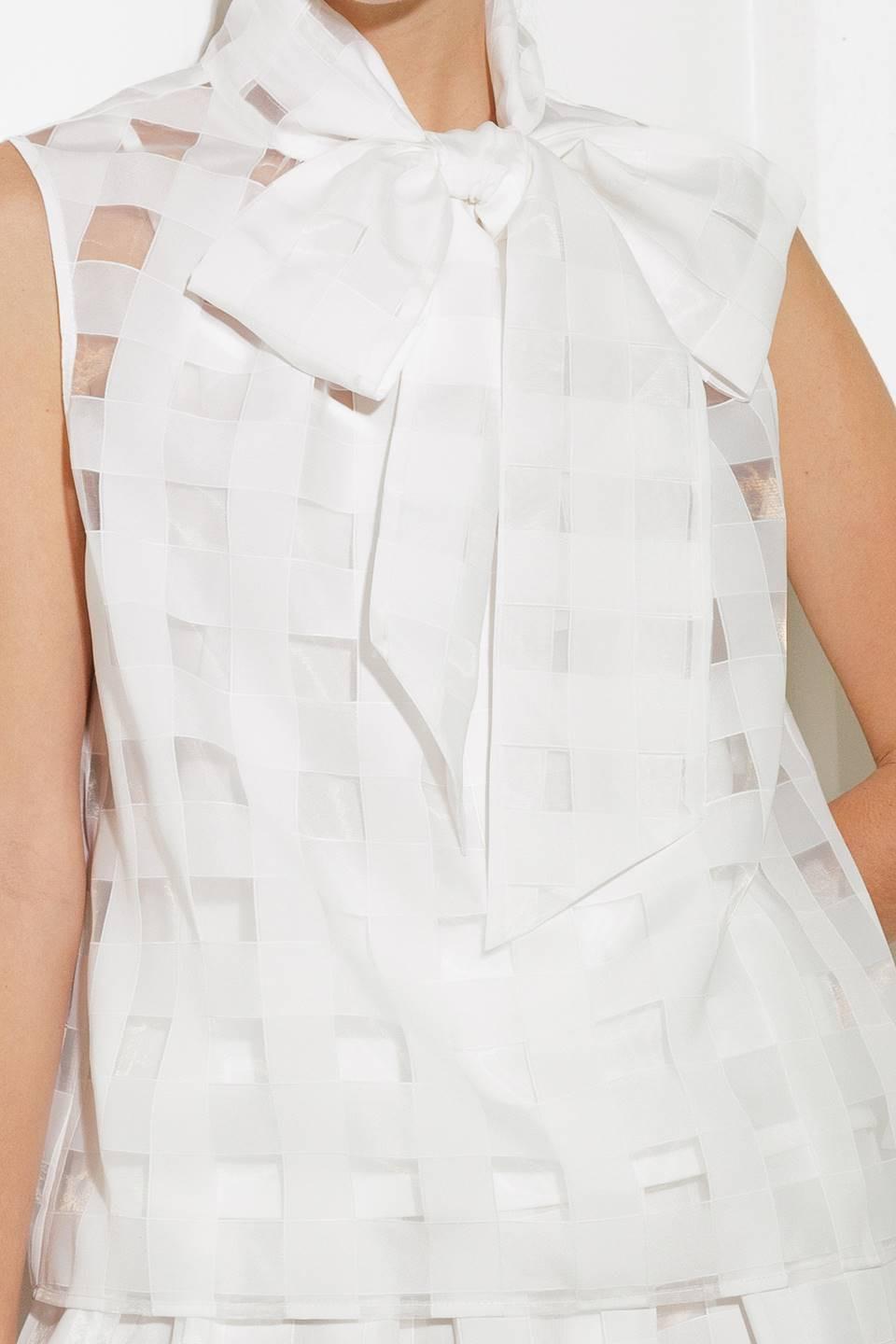Live for Us White Woven Organza Top, fabric swatch — Soul Flow Apparel