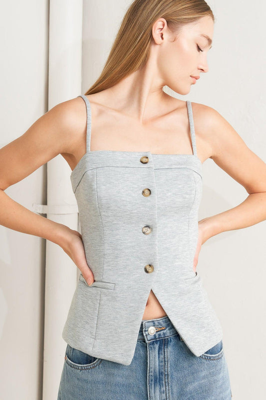 Lovely By Nature Knit Vest in hgrey, view 1 — Soul Flow Apparel
