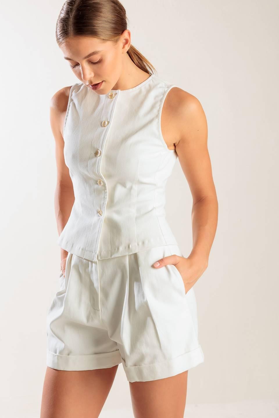 Love Letters White Woven Vest, view 3 — Soul Flow Apparel