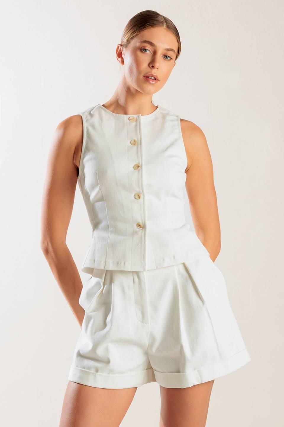Love Letters White Woven Vest, view 5 — Soul Flow Apparel