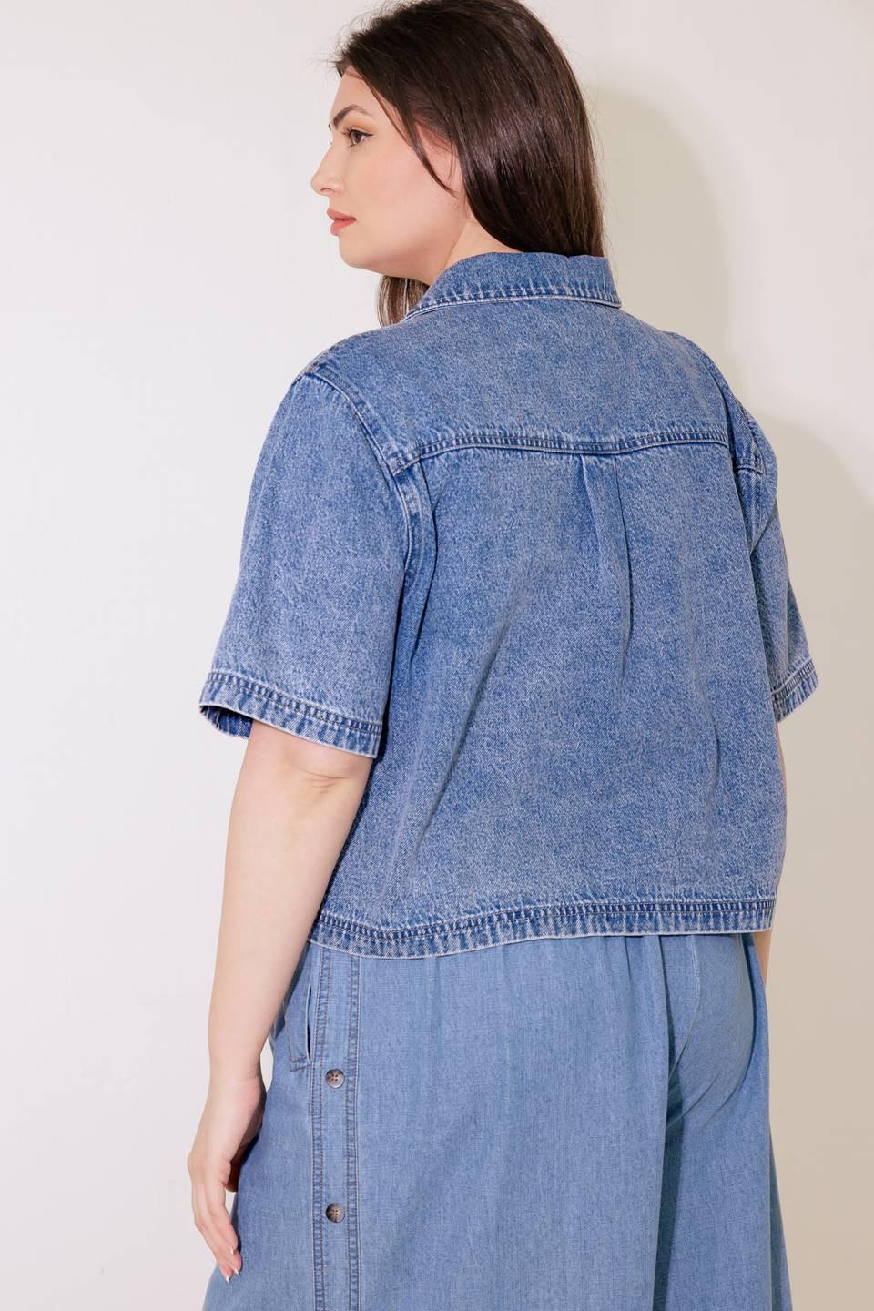 By Chance Denim Top in blue, view 7 — Soul Flow Apparel