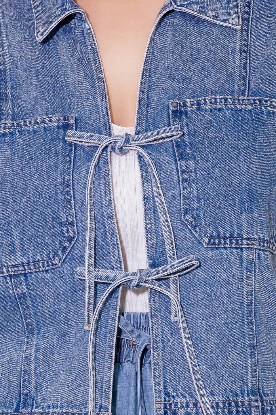 By Chance Denim Top in blue, fabric swatch — Soul Flow Apparel