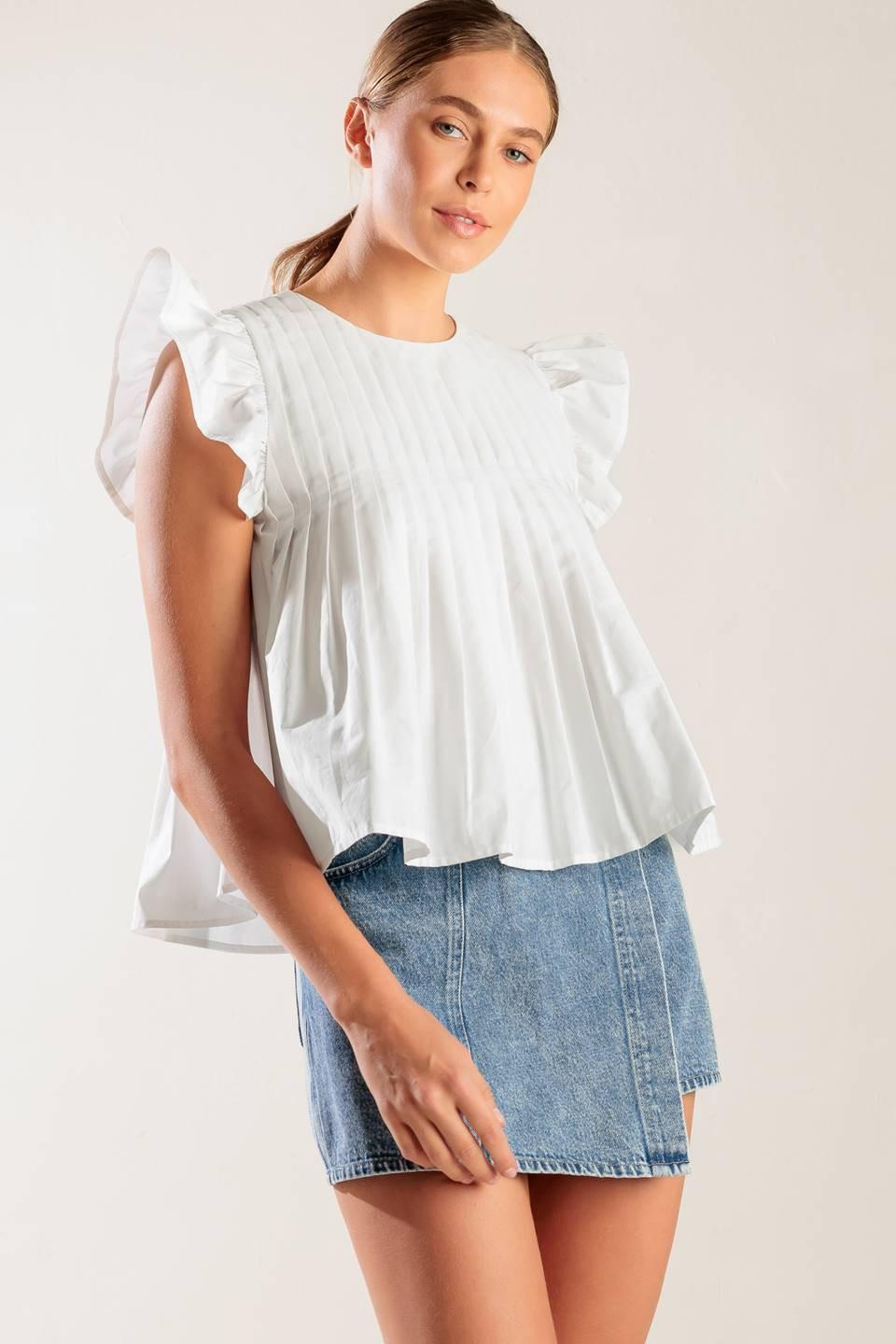 Memories in Focus White Woven Top, view 1 — Soul Flow Apparel