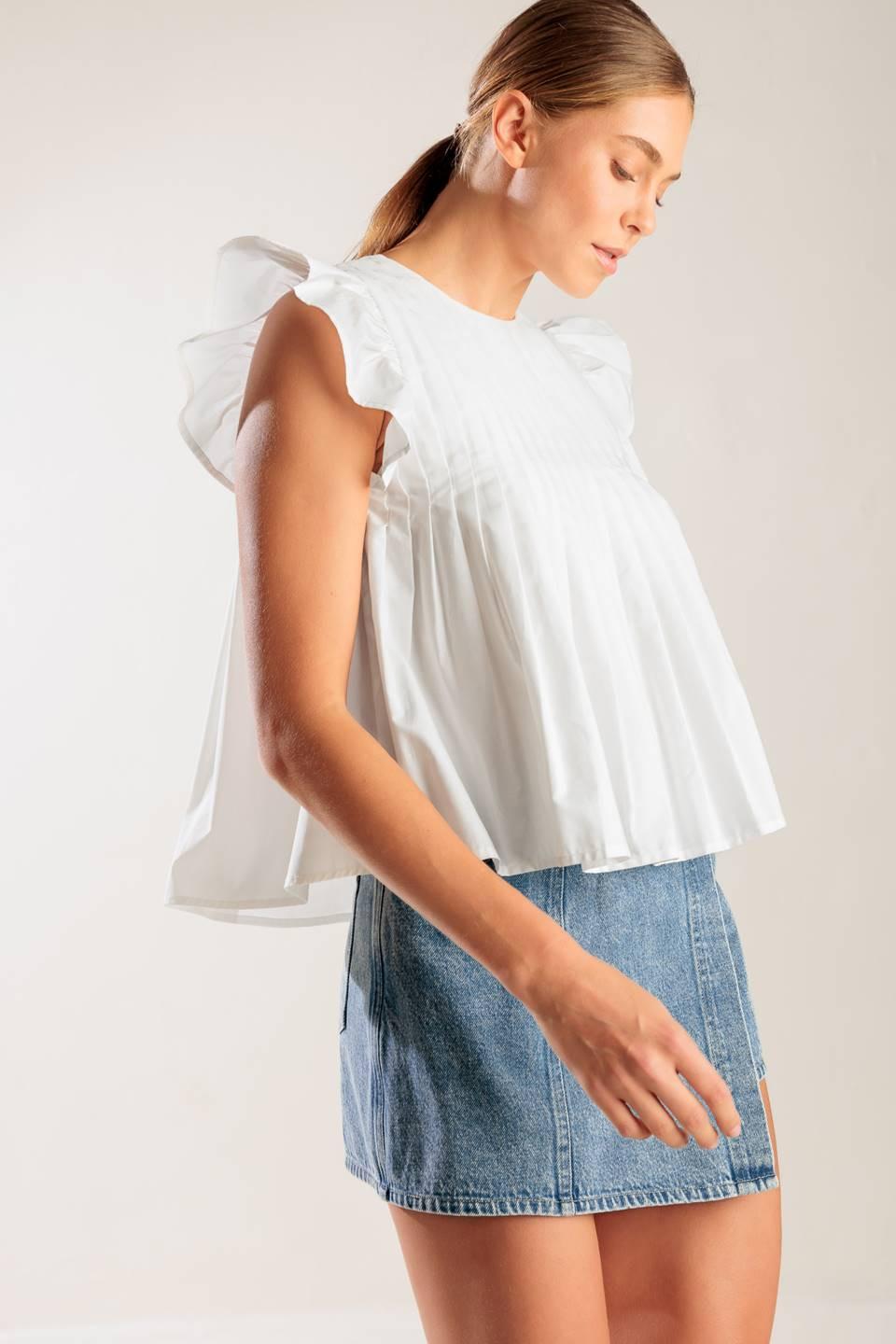 Memories in Focus White Woven Top, view 4 — Soul Flow Apparel